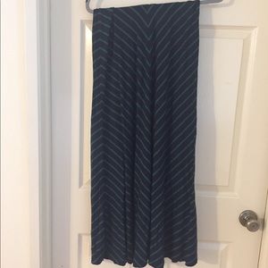Navy and teal striped maxi skirt